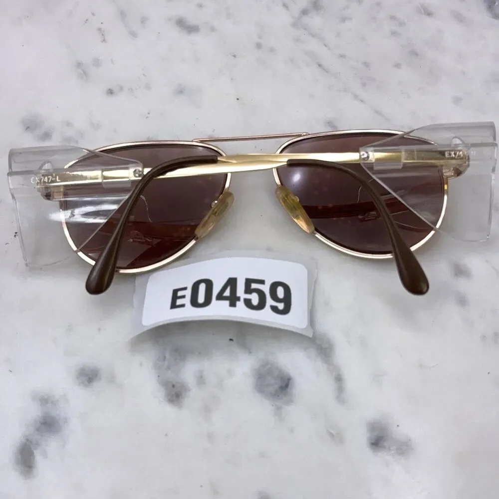 Vintage AO Safety EX 747 American Optical Z87-2 Gold Sunglasses Frames Only 145